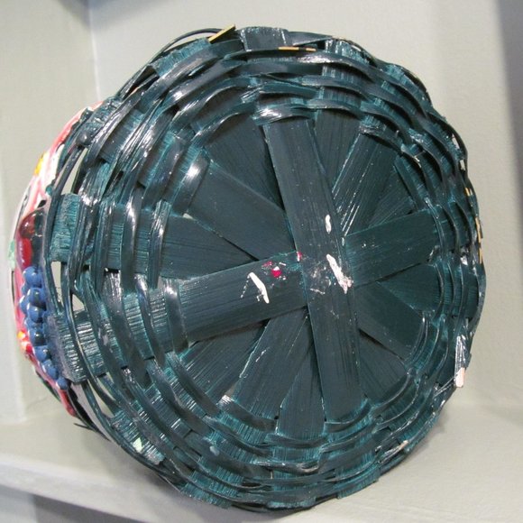 Vintage Wicker Basket w Handle, Poinsettias, Fruit NWT - Picture 7 of 10